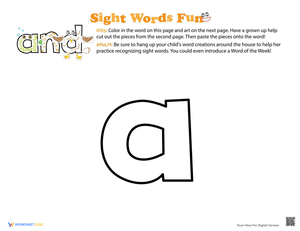 Decorate the Sight Word 'A' Worksheet