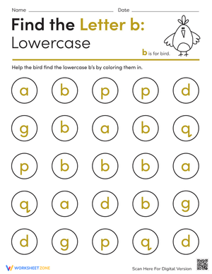 Find the Letter B Lowercase Worksheet