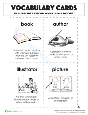 Vocabulary Cards: What's in a Book?