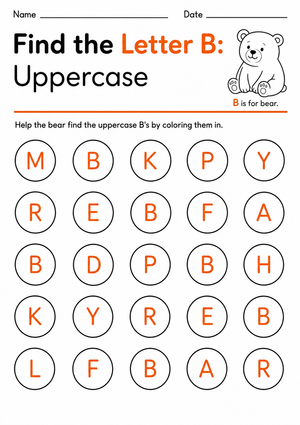 Grade K Letter B — Printable No-Prep Worksheet