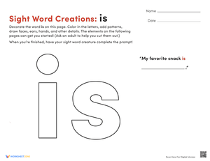 Decorate Sight Word: Is