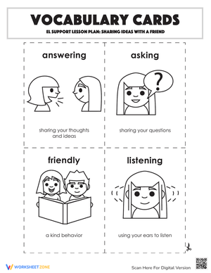Vocabulary Cards: Sharing Ideas with a Friend