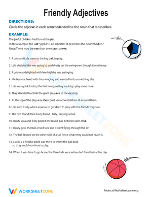 Adjective Worksheet