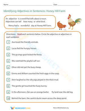 Identifying Adjectives in Sentences