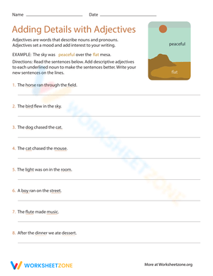 Adding Details with Adjectives Worksheet
