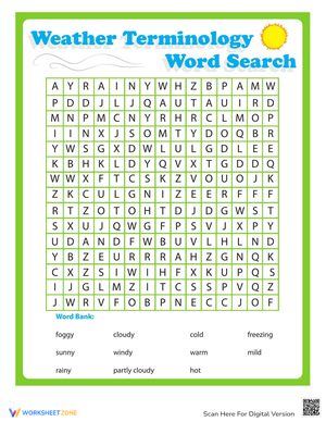 Explore Weather Terminology with this Fun Word Search
