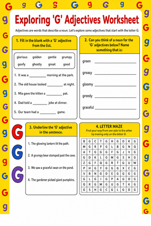 Exploring 'G' Adjectives Worksheet