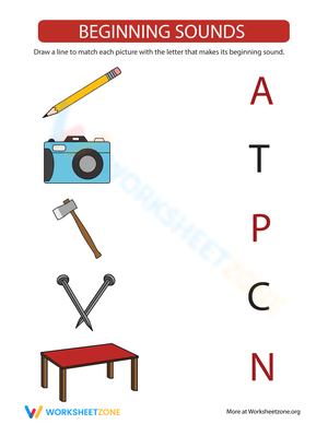 Beginning Sounds Letter Match-Up Worksheet