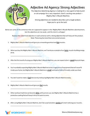 Using Strong Adjectives Worksheet