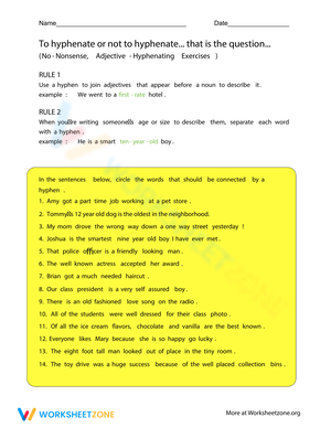 Using Hyphenated Adjectives Worksheet