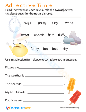 Adjective Time Worksheet