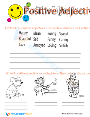 Using Positive Adjectives Worksheet