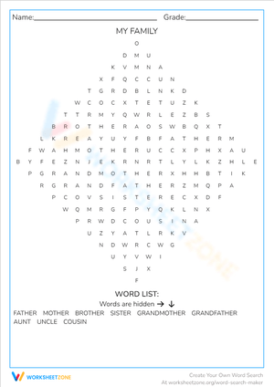 Learn About My Family Worksheet