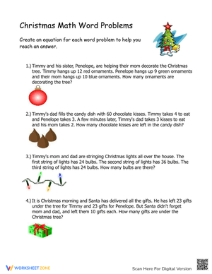 Christmas Themed Math Word Problems