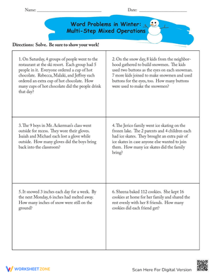 Winter Word Problems - Multi-Step