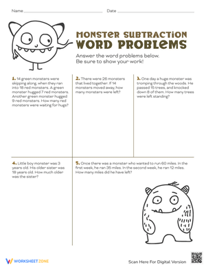 Solve Subtraction Word Problems