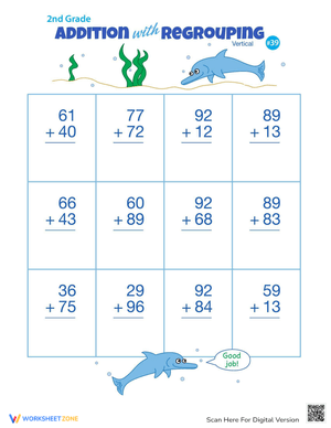 Vertical Double Digit Addition Practice