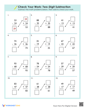 Check Your Work: Two-Digit Subtraction