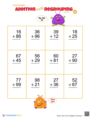Vertical Double Digits Addition Practice