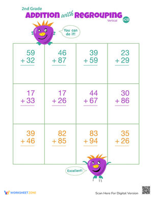 Double-Digit Vertical Addition Worksheet
