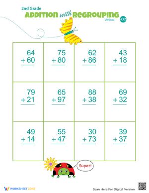 Double-Digit Vertical Addition Practice