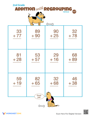 Vertical Practice for Double Digits Addition