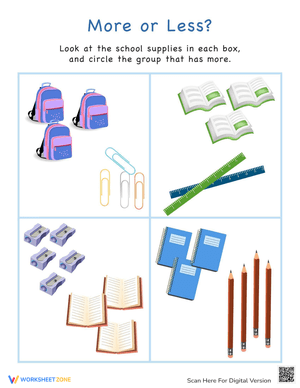 School Supplies Counting and Math Practice