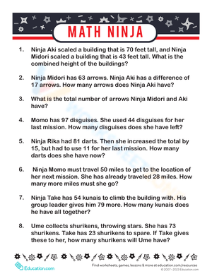 Ninja-Themed Word Problems for Math Practice