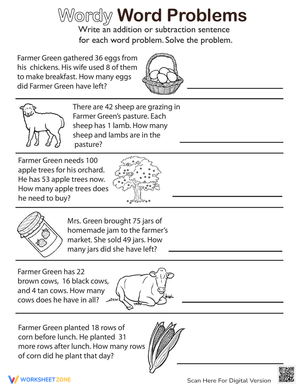 Wordy Word Problems: Add or Subtract?