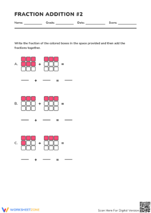 Grade 5 Adding Fractions — Printable No-Prep Worksheet