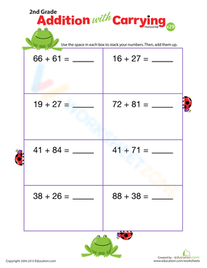 Addition with Carrying Practice: Set 29