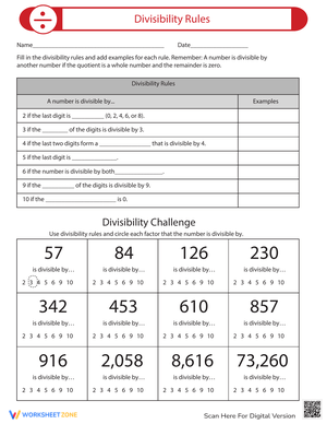 Learn Divisibility Rules Worksheet