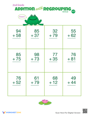 Practice Vertical Double Digit Addition Skills