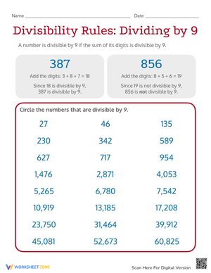 Learn Divisibility Rules Dividing by 9
