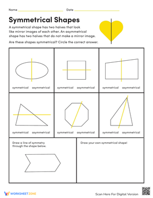 Identifying Symmetrical Shapes Worksheet