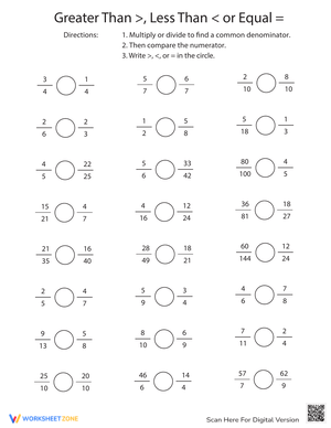 Greater Than or Less Than? Comparing Fractions
