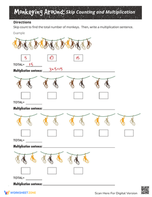 Monkey Multiplication Worksheet