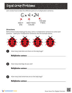 Ladybug Multiplication Worksheet