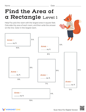 Find Area of Rectangle Worksheet