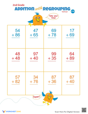 Double-Digit Addition Vertical Practice