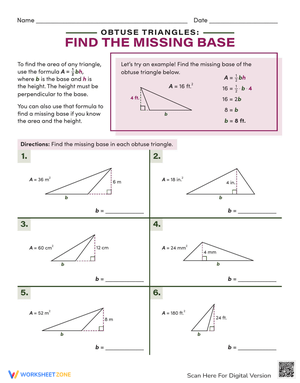 Obtuse Triangles Worksheet