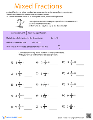 Mixed Fractions Practice