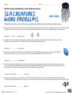 Sea Life Word Problems for Engaging Math Practice
