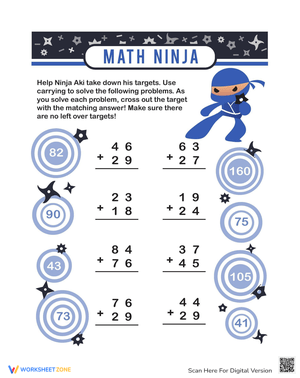 Addition Target Practice with Carrying