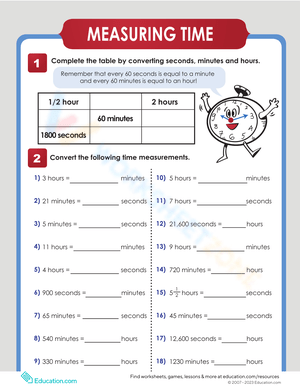 Converting Hours to Seconds Practice