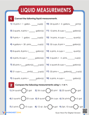 Liquid Measure Conversion Worksheet