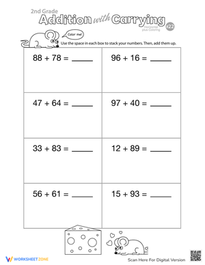 Addition Carrying Coloring