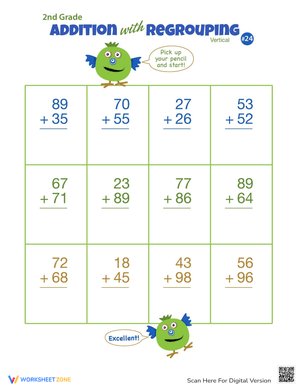 Practice Double Digit Vertical Addition