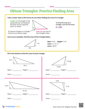 Obtuse Triangle Area Practice