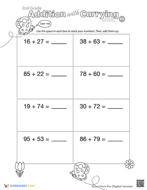 Addition with Carrying and Coloring